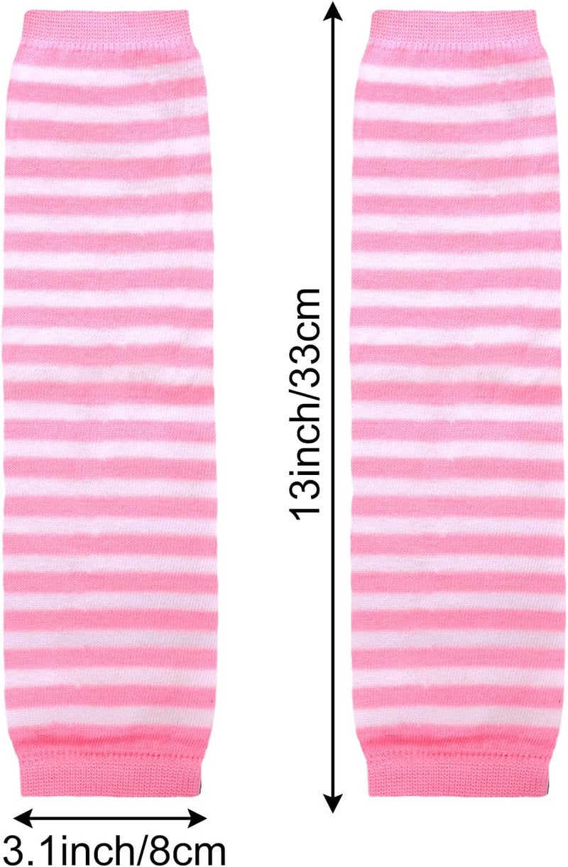 Tongcloud 1 Pair Womens Girls Punk Gothic Striped Knitted Arm Warmers Fingerless Gloves for Halloween Costume - Image 5